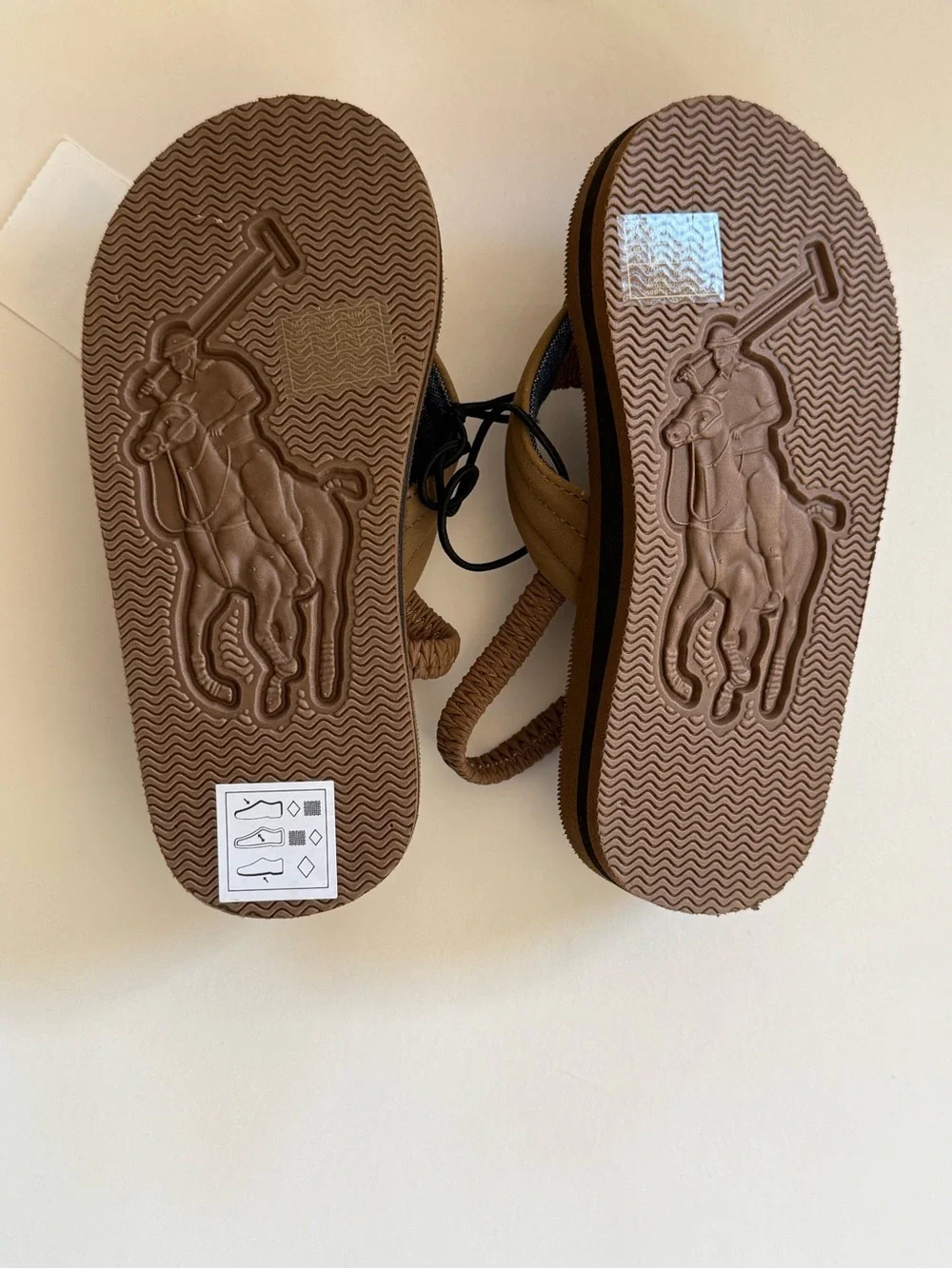 Ralph Lauren Kids Tan Brown Flip Flops Elastic Heel Strap Size 9 Toddler  NWT